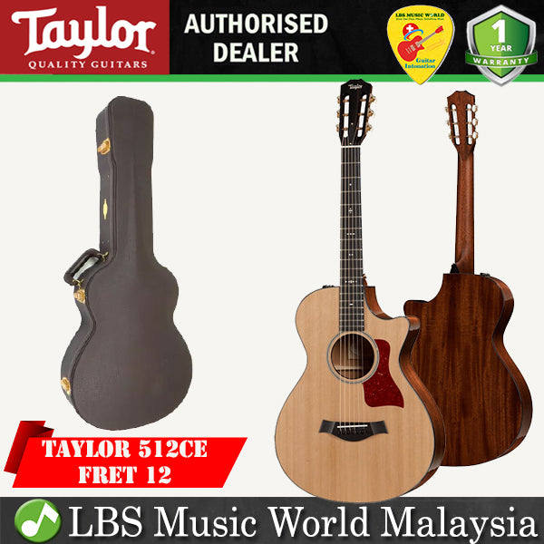 Taylor 512ce 12-Fret Cutaway Grand Concert Acoustic Electric Guitar with Case (512 ce)