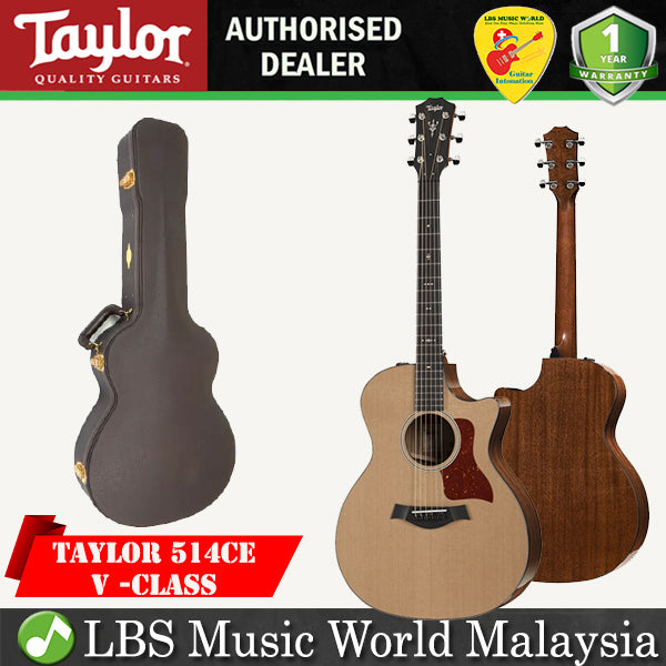 Taylor 514ce V-Class Bracing Cutaway Grand Auditorium Acoustic Electric Guitar with Case (514 ce)