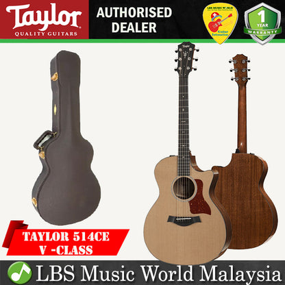 Taylor 514ce V-Class Bracing Cutaway Grand Auditorium Acoustic Electric Guitar with Case (514 ce)