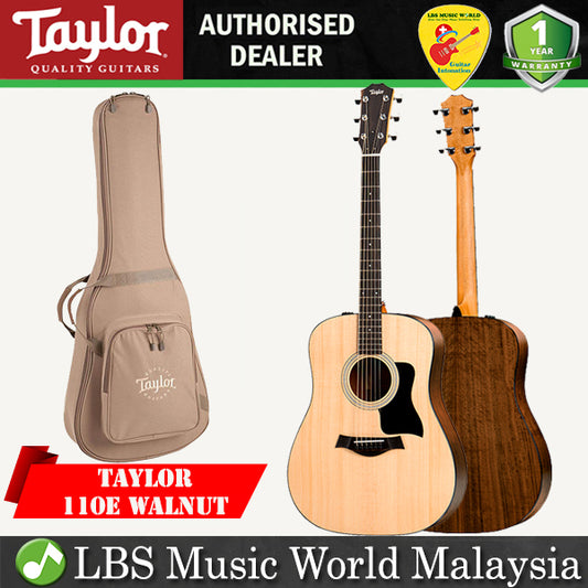 Taylor 110e Dreadnought Walnut Body Woods 6 string Acoustic Electric Guitar with Bag (110 e)