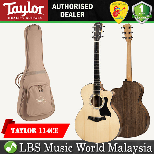 Taylor 114ce Cutaway Grand Auditorium, Walnut Body Woods Acoustic Electric Guitar with Bag (114 ce)