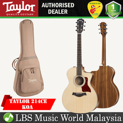 Taylor 214ce Cutaway Grand Auditorium Koa 6 string Acoustic Electric Guitar with Bag (214 ce)