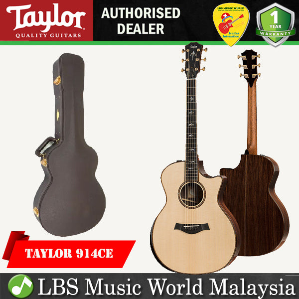 Taylor 914ce-Natural Sitka Spruce Cutaway Grand Auditorium Acoustic Electric Guitar with Case (914 ce)