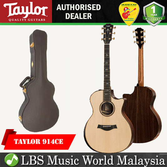 Taylor 914ce-Natural Sitka Spruce Cutaway Grand Auditorium Acoustic Electric Guitar with Case (914 ce)