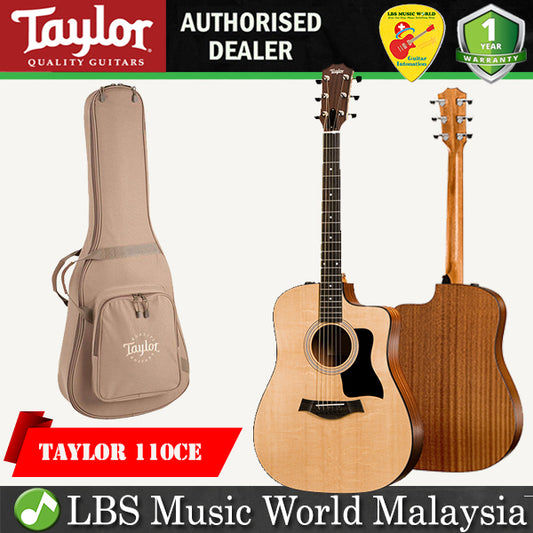 Taylor 110ce Cutaway Dreadnought, Walnut Body Woods Acoustic Electric Guitar with Bag (110 ce)
