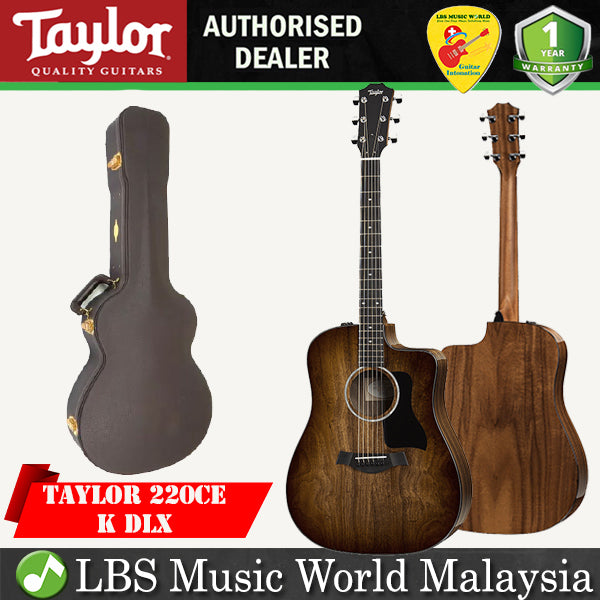 Taylor 220ce-K DLX Cutaway Dreadnought Acoustic Electric Guitar with Case (220 ce-K)