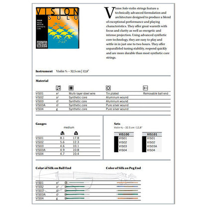 Thomastik Infeld Vienna VIS100 Vision Solo Synthetic Core 4/4 Violin String Set (VIS 100)