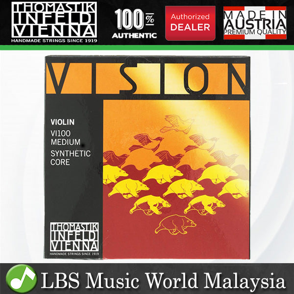 Thomastik Infeld Vienna VI100 Vision 4/4 Size Synthetic Core Violin String Set Medium (VI 100)
