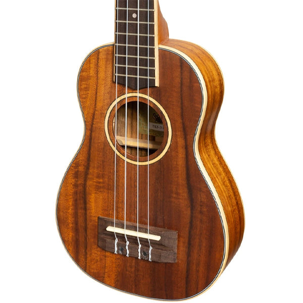 TIKI TKS-3-NST 3 Series Koa Wood Soprano Ukulele - Natural Satin (TKS3 TKS 3)