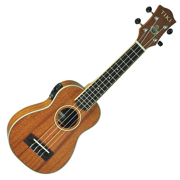 TIKI TMS-5P-NST 5 Series Mahogany Solid Top Electric Soprano Ukulele - Natural Satin (TMS5P TMS 5P)