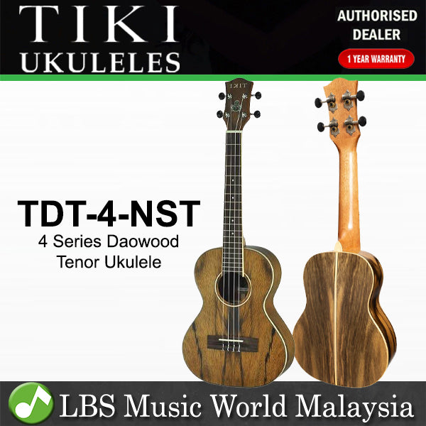 TIKI TDT-4-NST 4 Series Daowood Top Tenor Ukulele - Natural Satin (TDT4 TDT 4)