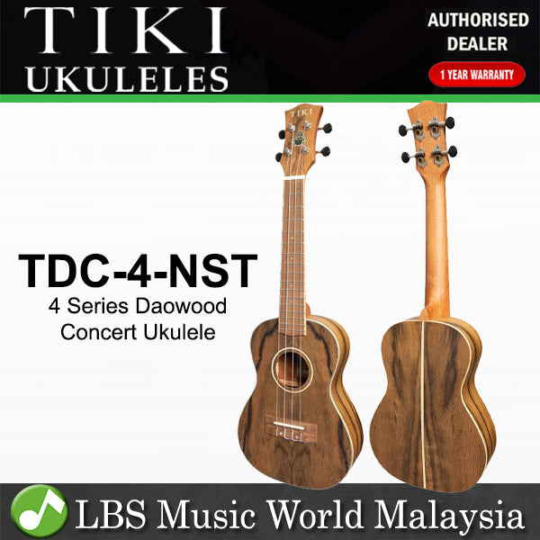 TIKI TDC-4-NST 4 Series Daowood Concert Ukulele - Natural Satin (TDC4 TDC 4)