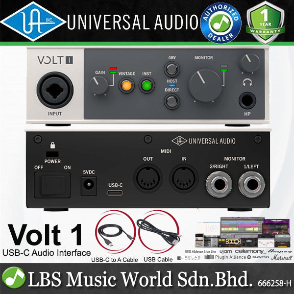 Universal Audio Volt 1 USB C Audio Interface with 1 Preamp and Recording Software (Volt1)