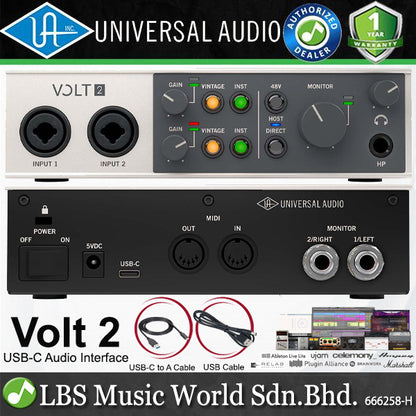 Universal Audio Volt 2 USB C Audio Interface with 2 Preamps and Recording Software (Volt2)