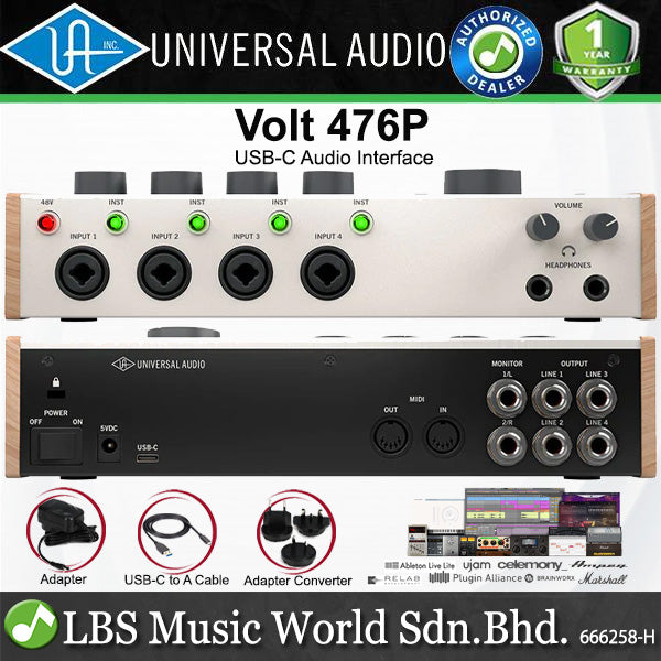 Universal Audio Volt 476P USB C Audio Interface with 4 Preamps and Recording Software (476 P)
