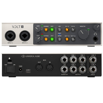 Universal Audio Volt 4 USB C Powered Audio Interface with 2 Preamps and Recording Software (Volt4)