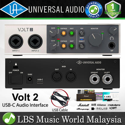 Universal Audio Volt 2 2X2 USB C Audio Interface Mixer with Recording Software (Volt2)