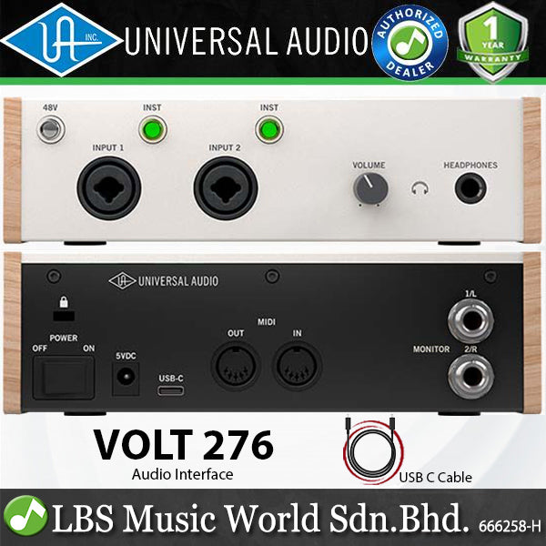 Universal Audio Volt 276 USB C Audio Interface with 2 Preamps Built In FET Compressor and MIDI I/O (Volt276)