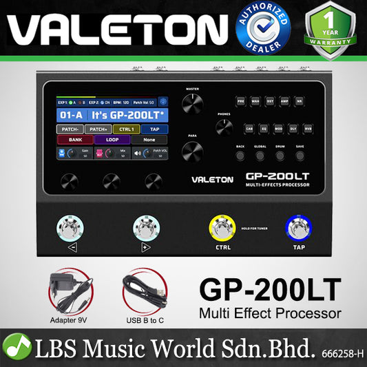 Valeton GP-200LT Multi Effects Processor For Electric Guitar and Bass Pedal - Lite (GP200LT GP200 LT)