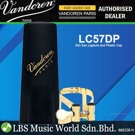Vandoren Paris LC57DP Ligature And Plastic Cap M/O With Gold Finish for Alto Saxophone