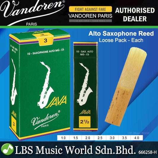 Vandoren Paris Alto Saxophone Java Green Reed Loose Pack Each - 1.0/ 1.5/ 2.0/ 2.5/ 3.0/ 3.5/ 4.0