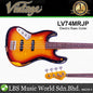 Vintage Icon Series LV74MRJP Left Handed Poplar Body Fretless Bass Guitar Gloss Black (LV74 MRJP)