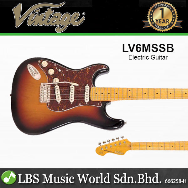 Vintage LV6MSSB Reissued Left Handed Alder Body with SSS Pickups Electric Guitar Sunburst (LV6M SSB)