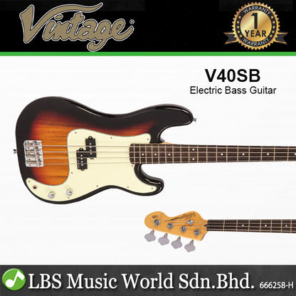 Vintage V40 Coaster Series Paulownia Body 4-String Bass Guitar (V 40)