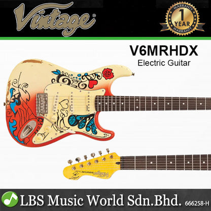 Vintage V6MRHDX Thomas Blug Signature SSS Pickup Electric Guitar Summer of Love (V6 MRHDX)