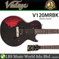 Vintage Icon V120MRBK Mahogany Les Paul Body Electric Guitar - Distressed Black Over Red (V120 MRBK)