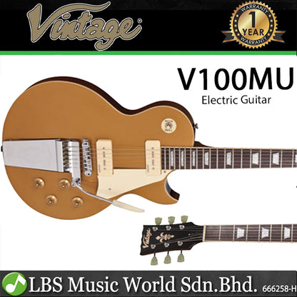 Vintage V100 Midge Ure Signature Electric Guitar Mahogany Les Paul Body - Gold Top (V100MU)