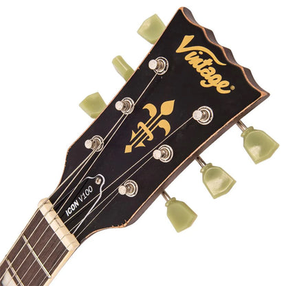 Vintage Icon Series V100MRTSB Tobacco Sunburst Mahogany Body Wilkinson HH Pickup Electric Guitar (V100 MRTSB)