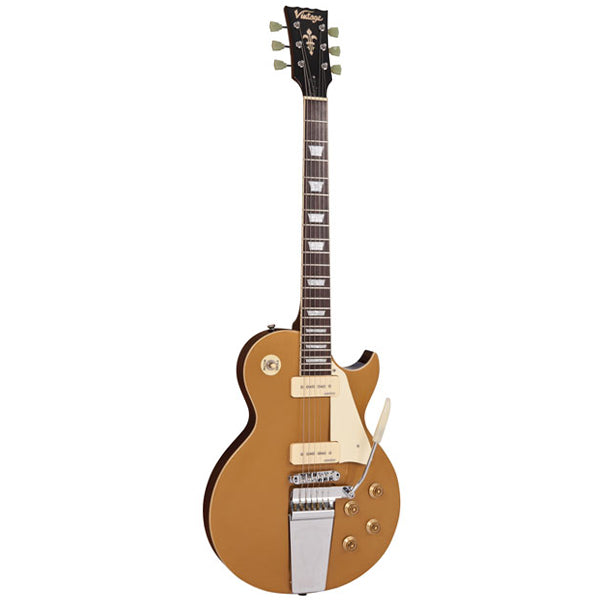 Vintage V100 Midge Ure Signature Electric Guitar Mahogany Les Paul Body - Gold Top (V100MU)