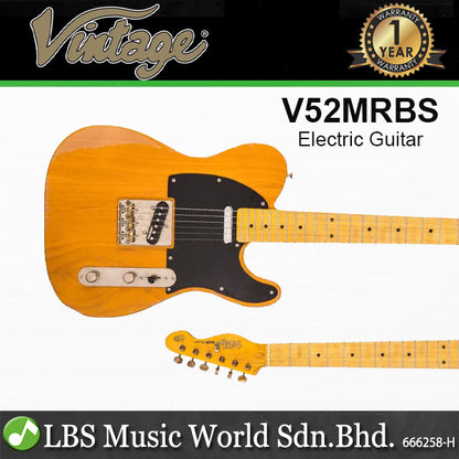Vintage V52MRBS ICON Telecaster Electric Guitar SS Pickup - Distressed Butterscotch (V52 MRBS)