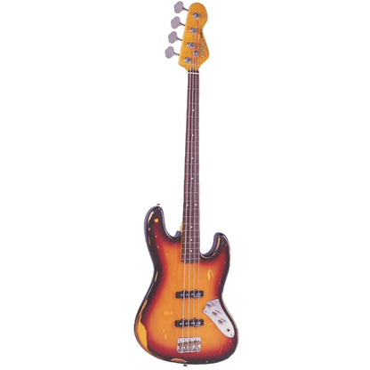 Vintage V74MRJP 4 Strings Icon Series Fretless Bass Guitar - Distressed Sunburst