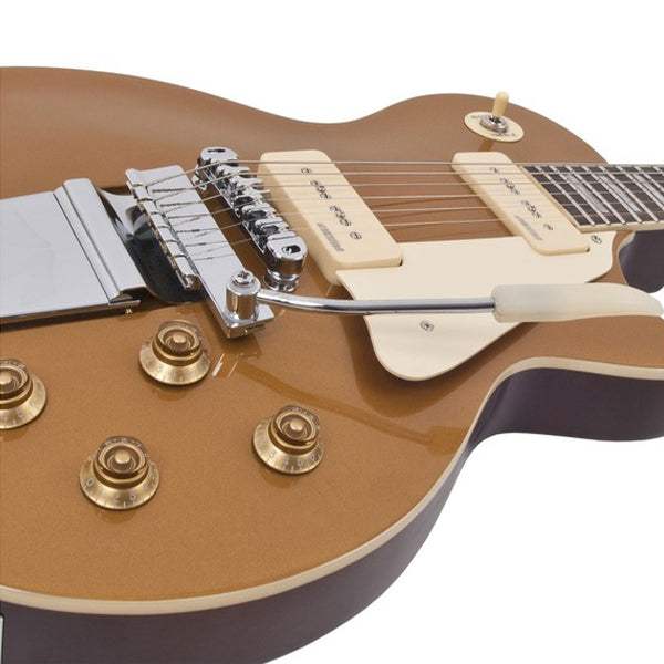 Vintage V100 Midge Ure Signature Electric Guitar Mahogany Les Paul Body - Gold Top (V100MU)