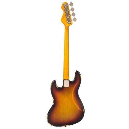 Vintage V74MRJP 4 Strings Icon Series Fretless Bass Guitar - Distressed Sunburst