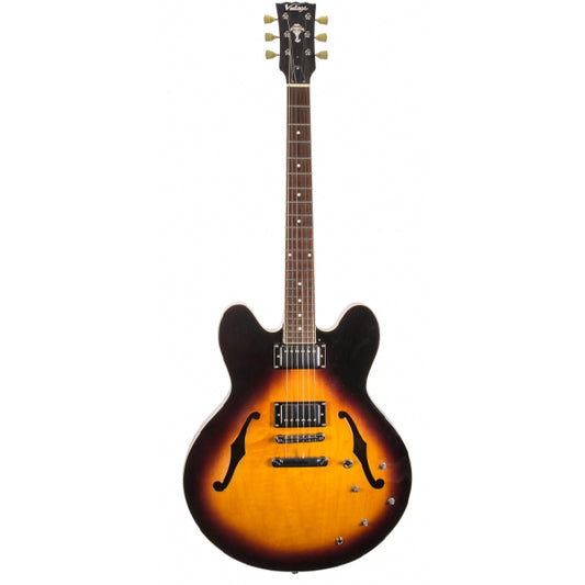 Vintage VSA535 Semi Acoustic Maple Slim Hollow Body Electric Guitar - Tobacco Sunburst (VSA 535)