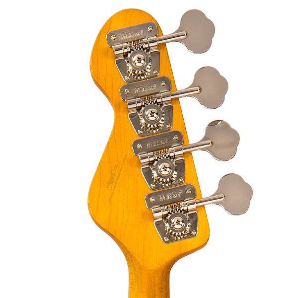 Vintage V74MRJP 4 Strings Icon Series Fretless Bass Guitar - Distressed Sunburst