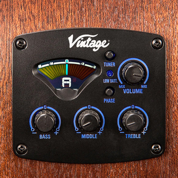 Vintage VCB440WK 4 Strings Statesboro' Mahogany Top Electric Acoustic Bass Guitar - Whisky Sour (VCB440 WK)