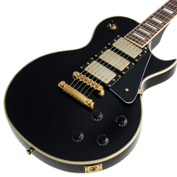 Vintage V1003BB ReIssued 3 HHH Pickup Les Paul Electric Guitar Mahogany Body - Boulevard Black (V1003 BB)