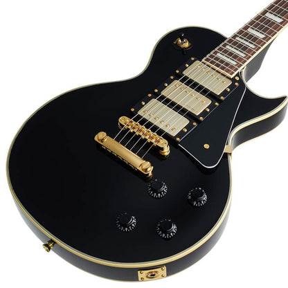 Vintage V1003BB ReIssued 3 HHH Pickup Les Paul Electric Guitar Mahogany Body - Boulevard Black (V1003 BB)