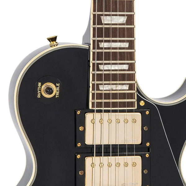 Vintage V1003BB ReIssued 3 HHH Pickup Les Paul Electric Guitar Mahogany Body - Boulevard Black (V1003 BB)