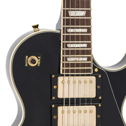 Vintage V1003BB ReIssued 3 HHH Pickup Les Paul Electric Guitar Mahogany Body - Boulevard Black (V1003 BB)
