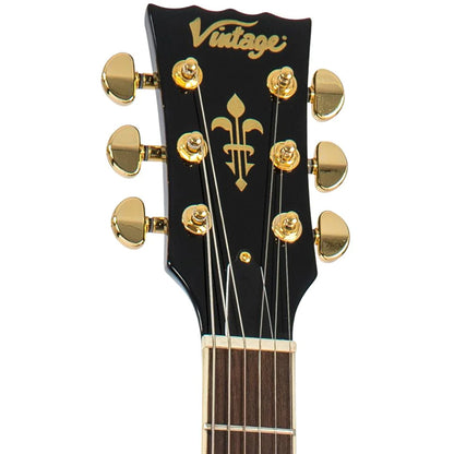 Vintage V1003BB ReIssued 3 HHH Pickup Les Paul Electric Guitar Mahogany Body - Boulevard Black (V1003 BB)