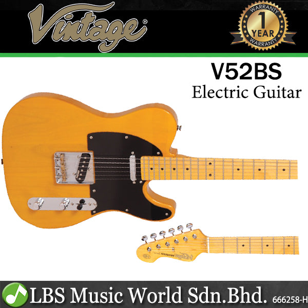 Vintage V52BS Reissued Series Single Cutaway Eastern Poplar Body Single Coil Electric Guitar Butterscotch (V52 BS)