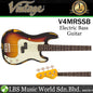 Vintage V4MRSSB Icon Series 4 String Eastern Poplar Body Electric Bass Guitar Distressed Sunset Sunburst (V4 MRSSB)