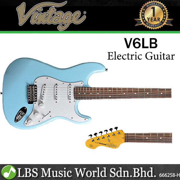 Vintage V6LB Reissued Series American Alder Body SSS Pickup Electric Guitar Laguna Blue (V6 LB)