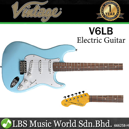 Vintage V6LB Reissued Series American Alder Body SSS Pickup Electric Guitar Laguna Blue (V6 LB)
