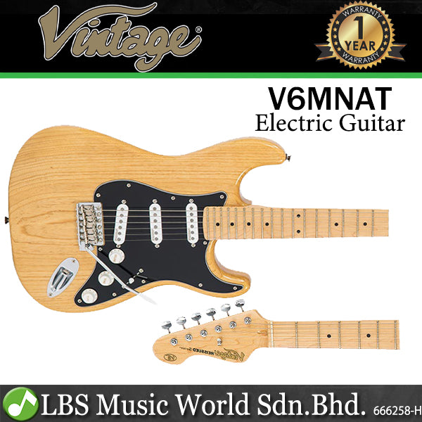 Vintage V6MNAT Reissued Series Ash Wood Body SSS Pickup Electric Guitar Natural Ash (V6 MNAT)